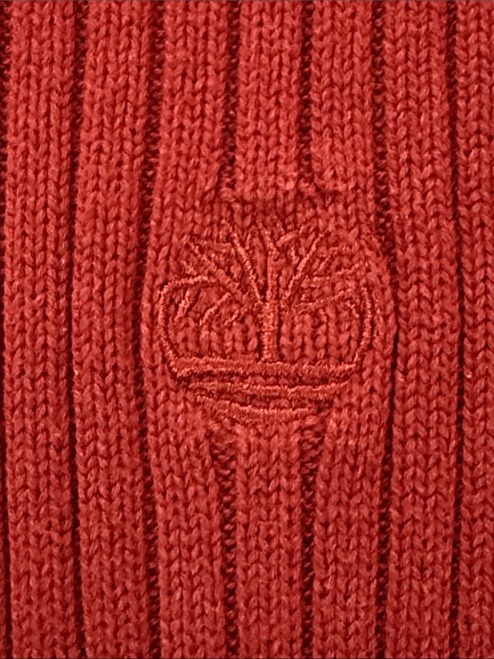 Vintage 2001 Timberland Rib Knit V Neck Sweater Burgundy Cotton Medium Y2K Logo